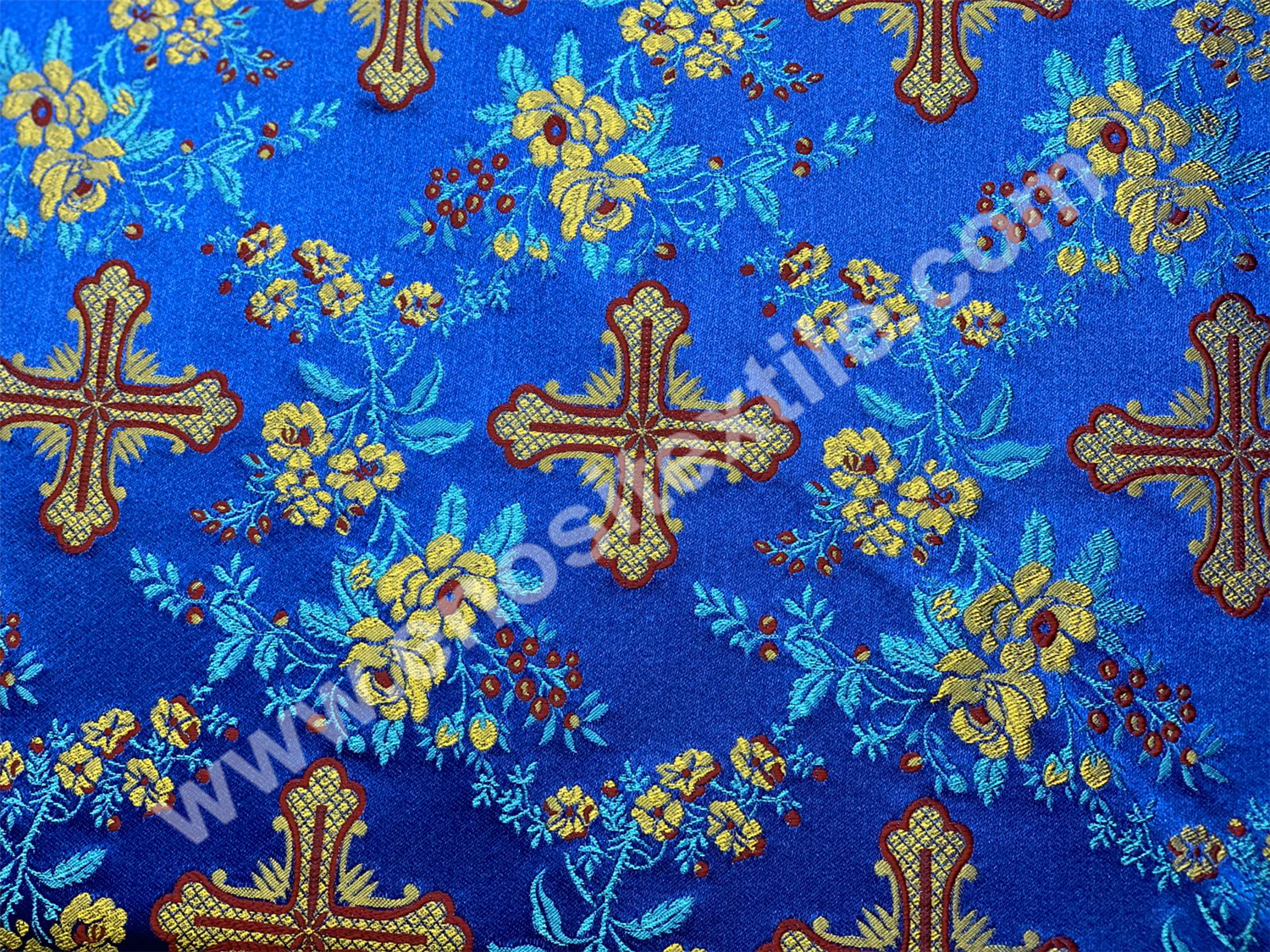 KL-046 DARK BLUE/GOLD/BURGUNDY Brocade Fabrics